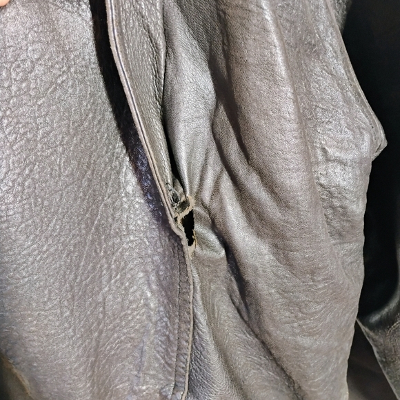 Pierre Cardin Vintage Leather Bomber Jacket Brown Full Zip Mens Size Large - Picture 7 of 16